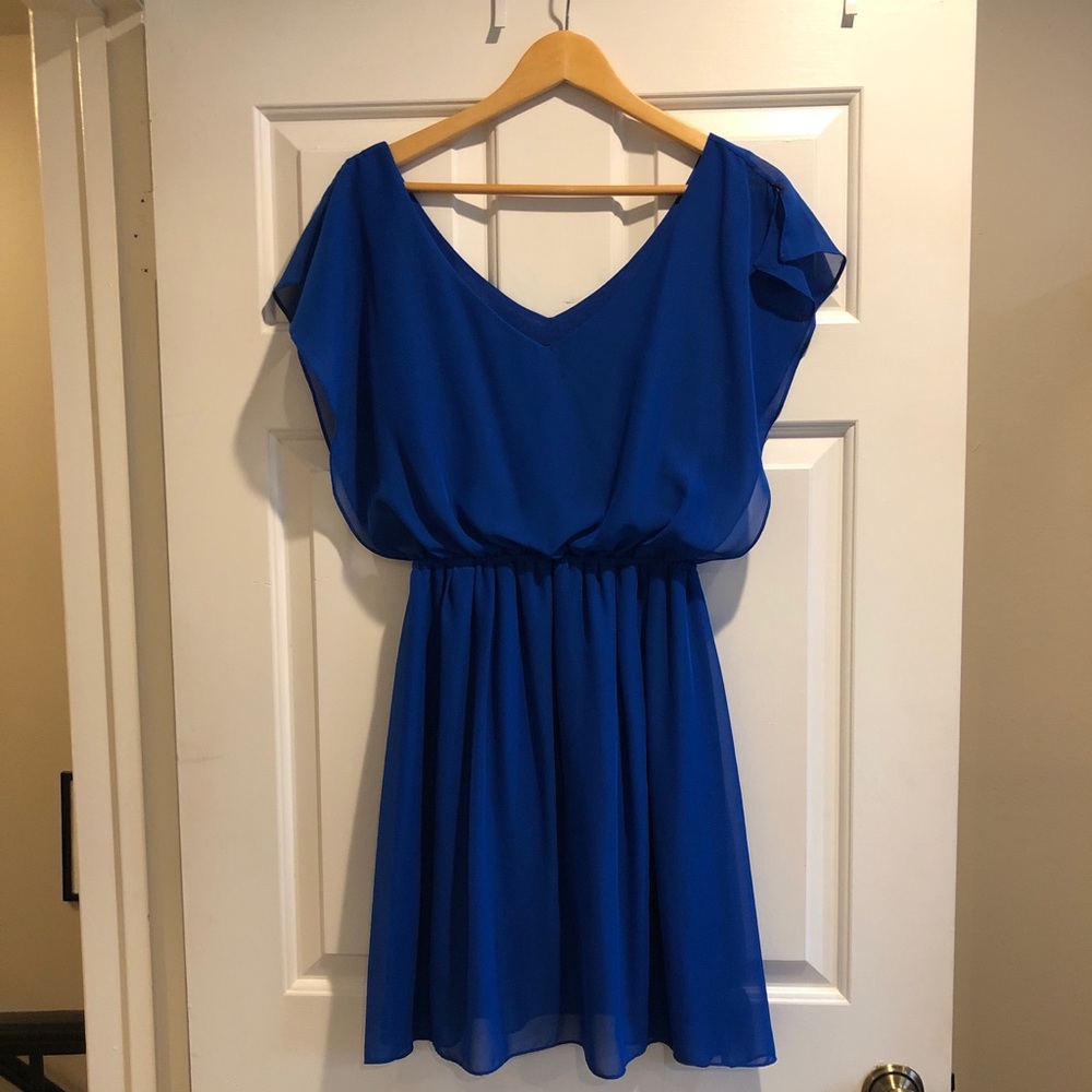 Gianni Bini Cobalt Blue Flutter Sleeve Dress